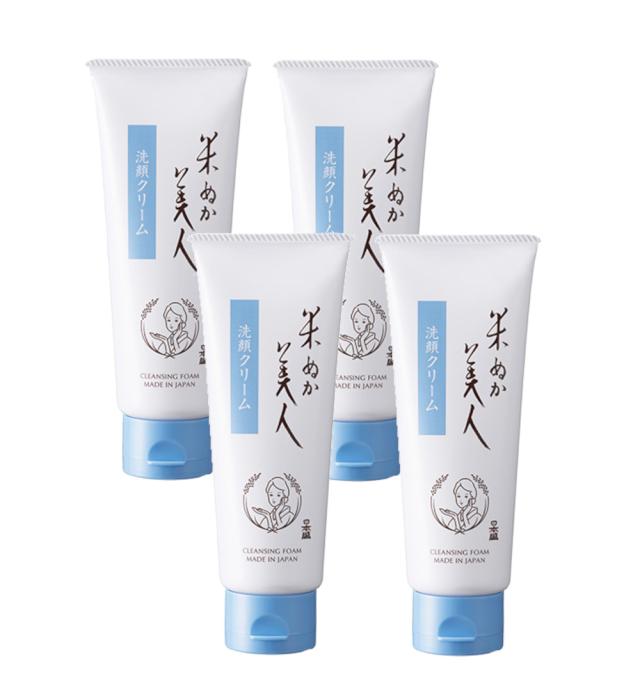 日本盛 米ぬか美人 洗顔クリーム 100g×4【4個セット】 無香料 無着色 送料無料  洗顔