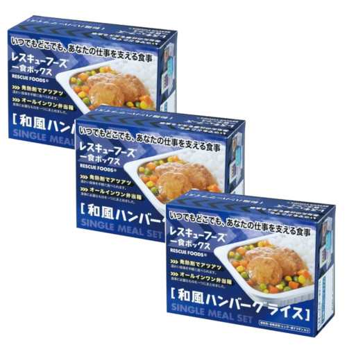 レスキューフーズ 一食ボックス ハンバーグライス×3 災害備蓄 保存食