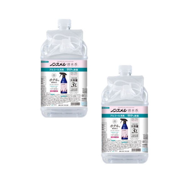 ノンスメル清水香  フローラルフレッシュの香り  つめかえ 大容量 3Ｌ×2【2個セット】 送料無料 布 衣類 消臭 除菌 ウイルス除去 汗 タバコの通販は消臭剤
