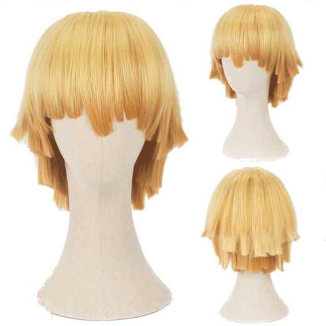 我妻善逸 コスプレウィッグ 鬼滅の刃 善逸 風 コスプレ ウィッグ 新
