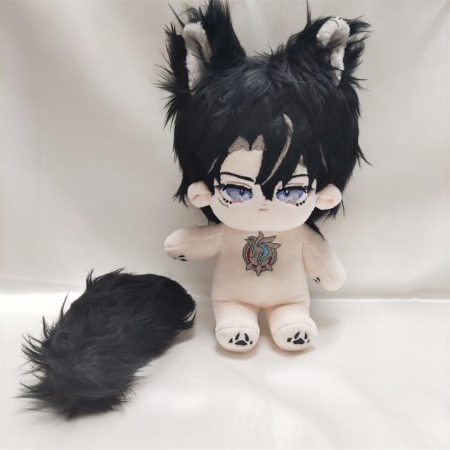 男性キャラクター ぬいぐるみ 約20cm 青猫 無属性 ぬいぐるみ 20cm 着せ替えぬいぐるみ 獣耳付け