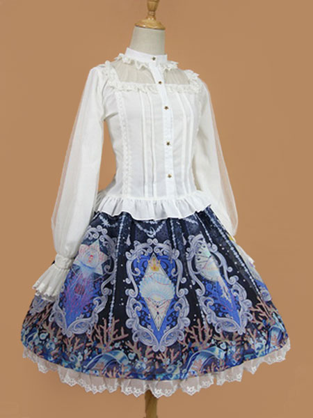 ロリィタブラウス無地フリル長袖シフォンクラシック＆トラディション