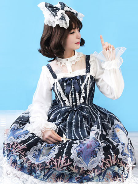 ロリィタブラウス無地フリル長袖シフォンクラシック＆トラディション