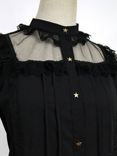 ロリィタブラウス無地フリル長袖シフォンクラシック＆トラディション