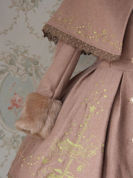 ロリィタケープ 刺繍 スウィート 合成繊維 カジュアル 馬柄