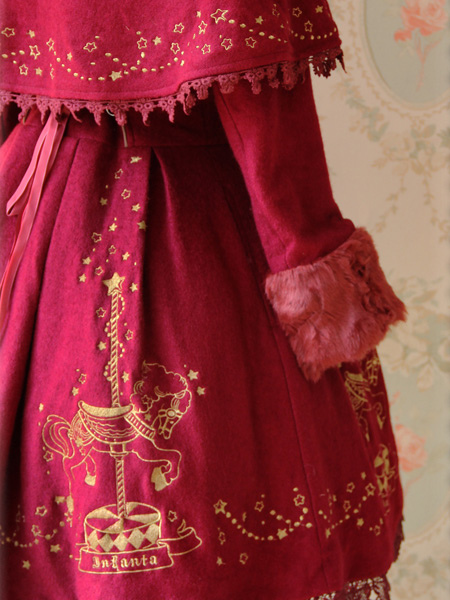 ロリィタケープ　刺繍　スウィート　合成繊維　カジュアル　馬柄 ロリィタケープ 刺繍 スウィート 合成繊維 カジュアル 馬柄