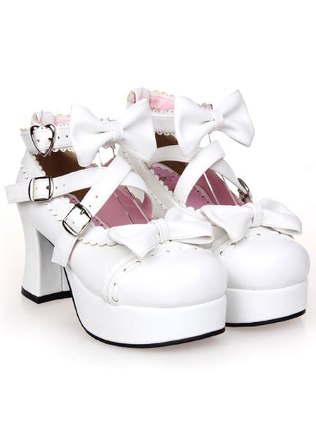 ロリィタフットウェア 丸いつま先 カジュアル PU チャンキーヒール