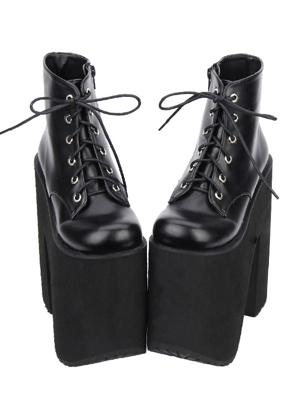 ロリィタフットウェア　丸いつま先　カジュアル　PU　チャンキーヒール　無地 ロリィタフットウェア 丸いつま先 カジュアル PU チャンキーヒール 無地