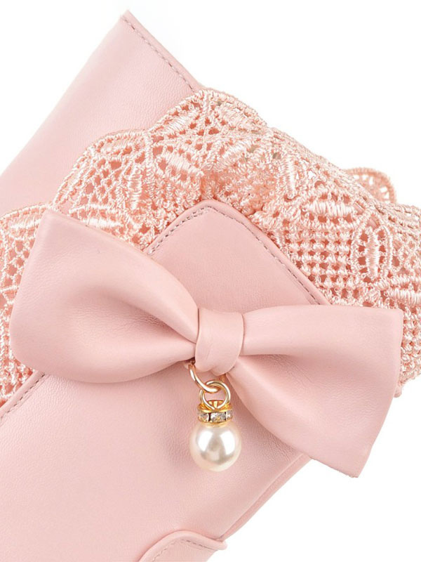 甘いロリータブーツはレースラウンドトゥロリータシューズブーティーを弓