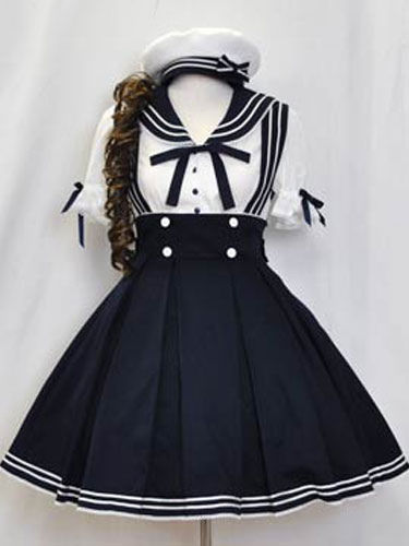 ロリィタ服 セット ディープブルー スカート＆シャツ 長袖