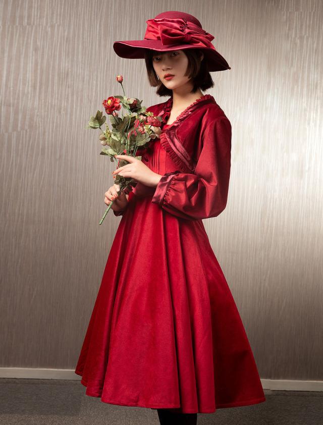 甘ロリドレス衣装ベロア長袖ジャンパートップドレス2点セット