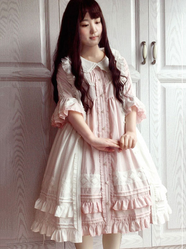 ロリィタカバーアップ　無地　スウィート　Vネック　お茶会　コットン　ノースリーブ