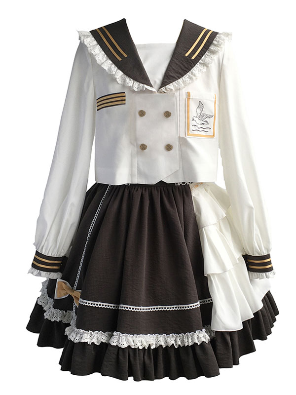 甘いロリータOPドレスポリエステル長袖フリル弓白カジュアルロリータワンピースドレスの通販は 甘いロリータOPドレスポリエステル長袖フリル弓白カジュアルロリータワンピースドレスの通販は