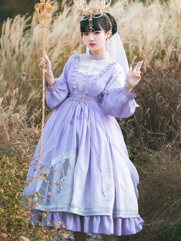 スウィートロリータドレスOPフリルロングスリーブロリータワンピース