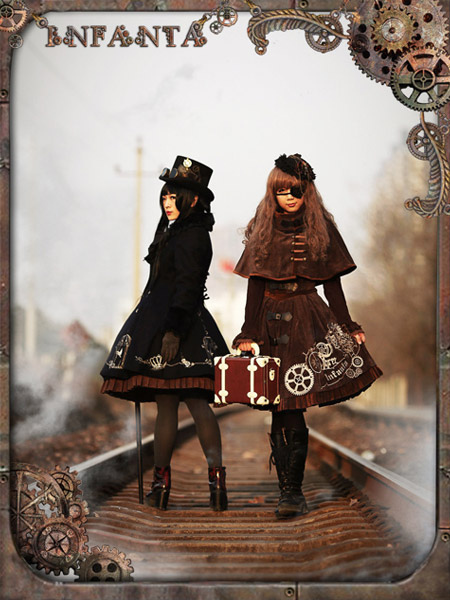 甘いロリータドレス　2021　リバースタイマー　スチームパンクJSK　ロリータ　プリントジャンパードレス　ジャンパースカートのみ