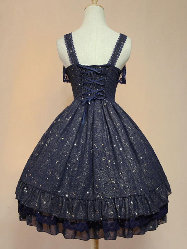 甘いロリータ ドレス JSK 飛ぶ私ポラリスに白いシフォン ボー フリル