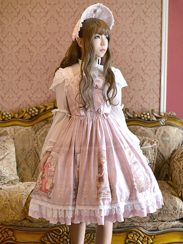 ロリィタドレス リボン スウィート 綿繊維 ストラップ カジュアル