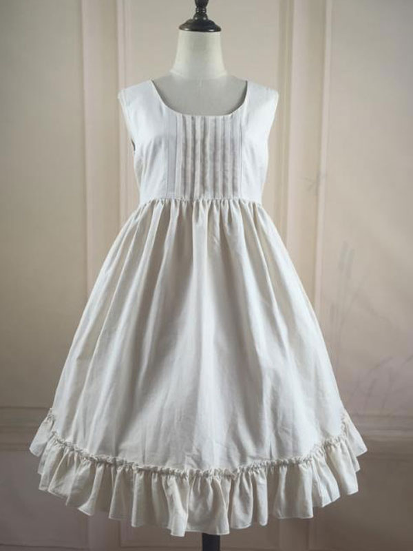 甘いロリータJSKドレスフリルホワイトロリータチュニックドレスの通販は