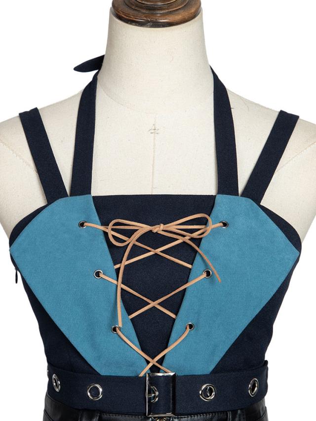 クラシックロリータJSKドレス ダークネイビー ノースリーブ PU レース