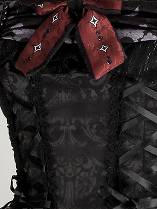 ロリータJSKドレスブラックシルバーノースリーブボウポリエステル