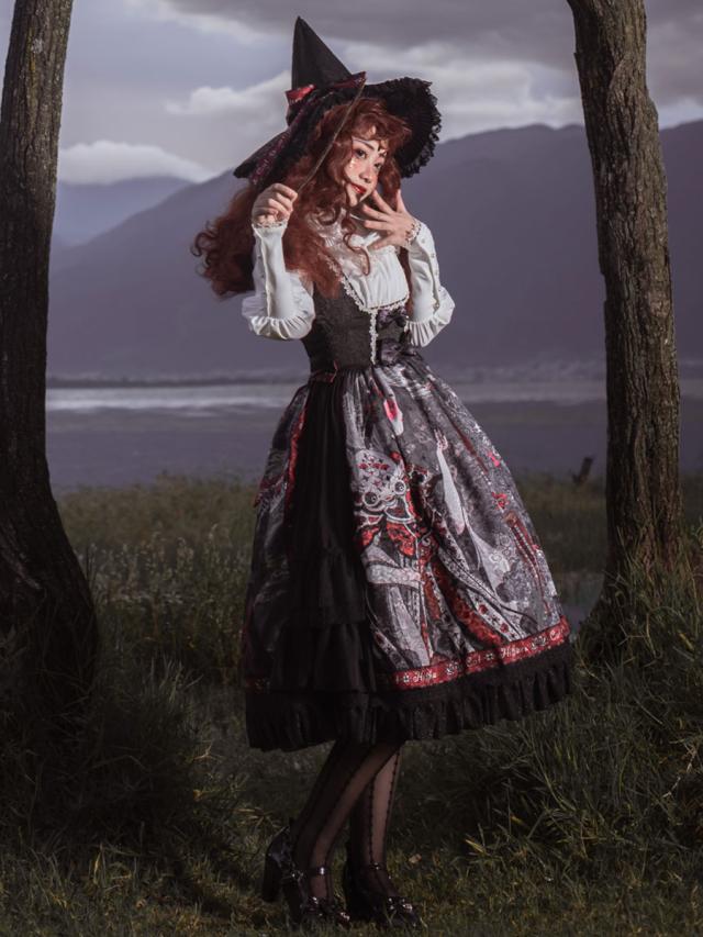 ロリータJSKドレスブラックシルバーノースリーブボウポリエステル