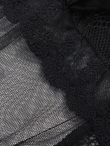 ロリィタドレス ディープブルー プリント柄 レース 可愛い