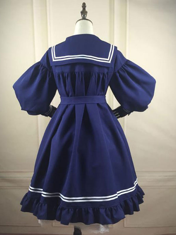 甘いロリータOPドレスノットフリルボタンバルーンスリーブロリータ