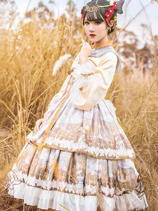 平和屋着物○訪問着 生紬地 手描き 松竹梅 風景文 利休茶色 暈