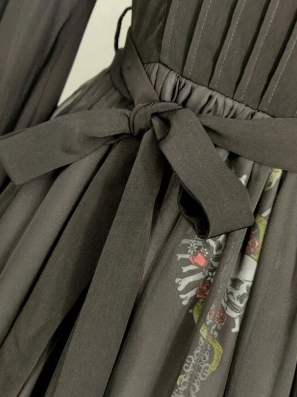 甘いロリータOPドレスネバーランドボウカスケードフリルブラック