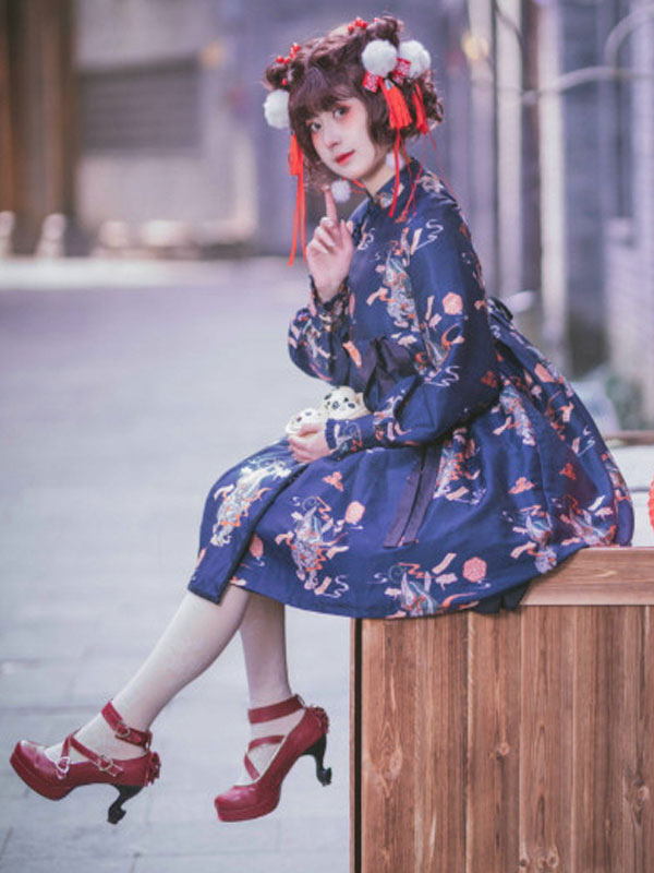 甘いロリータOPドレスネバーランドドレープボウディープパープル