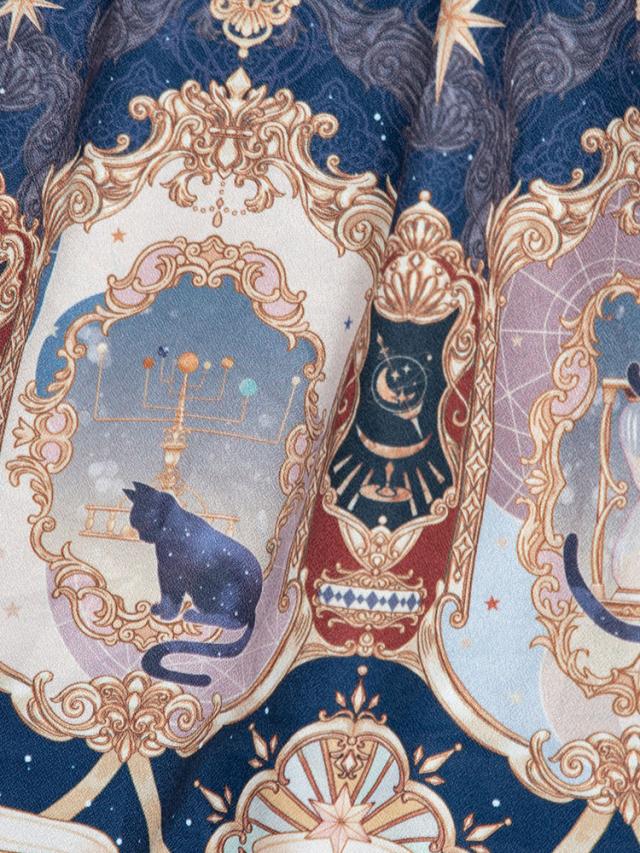 甘いロリータOPドレスネイビーブルーメタルディテールボウノット