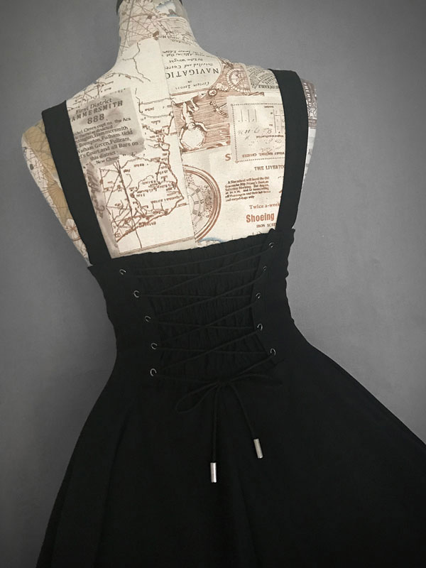 ゴシックロリータJSKドレスブラックレースアップロリータジャンパー