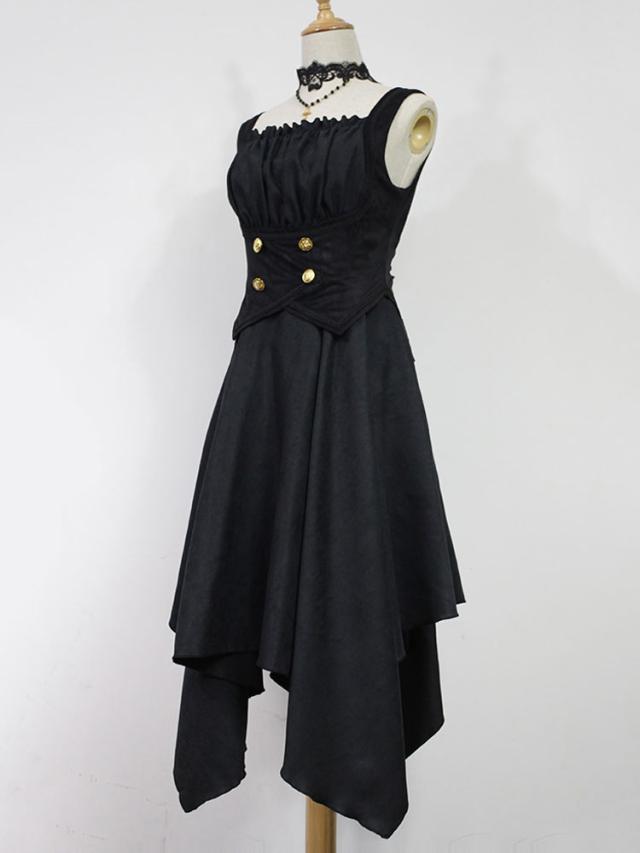 販売前ゴシックロリータJSKドレスブルゴーニュノースリーブフリル