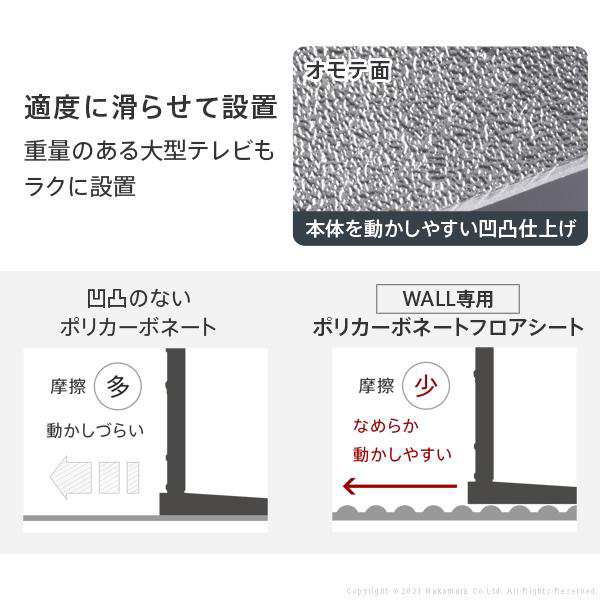 WALLインテリアテレビスタンドV3ハイタイプ専用 ポリカーボネートフロアシート テレビ台 床保護パネル 床 シート キズ防止 WALLオプション EQUALS イコールズの通販は