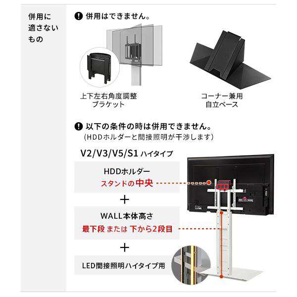 WALLインテリアテレビスタンドV2・V3・V5対応 LED間接照明 ハイタイプ用 リモコン付 シアターライト 調光 調色 パーツ WALLオプション EQ