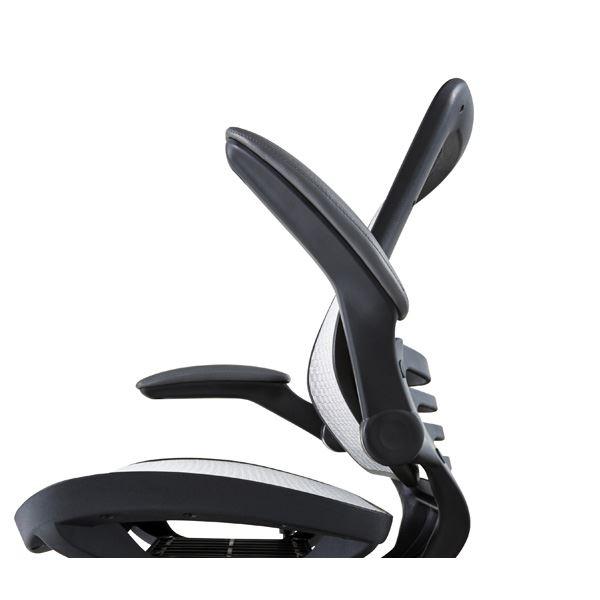 デスクチェア オフィスチェア グレー (組立式) 回転式 昇降機能 シンクロロッキング機能(途中固定可) ロッキング調整ノズル付き 肘掛け跳ね上げ式 デスクチェア ポリプロピレン ナイロン ポリウレタン ポリエステル ソフトレザー