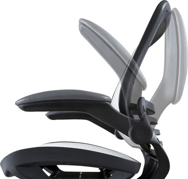 デスクチェア オフィスチェア グレー (組立式) 回転式 昇降機能 シンクロロッキング機能(途中固定可) ロッキング調整ノズル付き 肘掛け跳ね上げ式 デスクチェア ポリプロピレン ナイロン ポリウレタン ポリエステル ソフトレザー