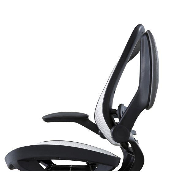 デスクチェア オフィスチェア グレー (組立式) 回転式 昇降機能 シンクロロッキング機能(途中固定可) ロッキング調整ノズル付き 肘掛け跳ね上げ式 デスクチェア ポリプロピレン ナイロン ポリウレタン ポリエステル ソフトレザー