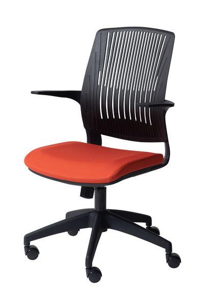 デスクチェア クレコ オフィスチェア オレンジ×ブラック (組立式) 回転式 昇降機能 ロッキング機能 ロッキング調整ノズル付き デスクチェア オフィスチェア チェア 椅子 キャスター付き 回転式 昇降機能 ロッキング機能 オフィス PC 肘付き