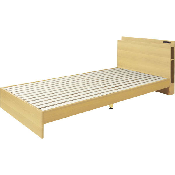 ベッド シングルベッド ナチュラル (組立式) 2口コンセント付 1500W 収納付 ベッド 東谷 azumaya おしゃれ 家具 インテリア プリント紙化粧合板 すのこ 大型M