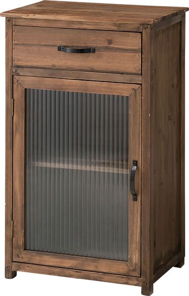 ストレージ ガラスキャビネット ブラウン (完成品) ストレージ 東谷 azumaya おしゃれ 家具 インテリア 天然木 杉 積層合板 水性ラッカー塗装 4mm波板ガラス 一般商品