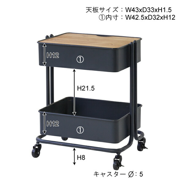 ストレージ ワゴン グレー (組立式) ストレージ 東谷 azumaya おしゃれ 家具 インテリア スチール 粉体塗装 天然木 パイン 一般商品