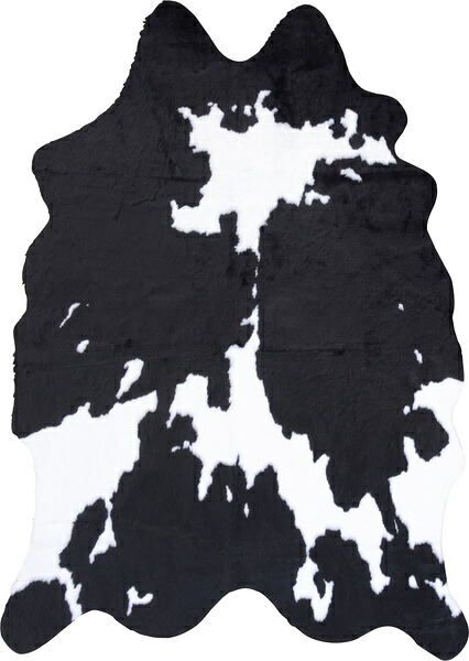 ラグ＆マット ラグ ブラック (完成品) ラグ＆マット ラグ ウシ ジャングル アニマル柄 牛柄 牛柄調 オシャレ ラグマット デザインラグ アフリカンパング フェイクカウハイド調 ブラック 牛柄ラグ アニマルラグ ポリエステル 17,820円