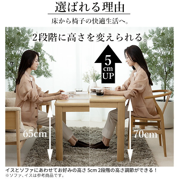 パワフルヒーター-高さ調節機能付きダイニングこたつ〔アコード 