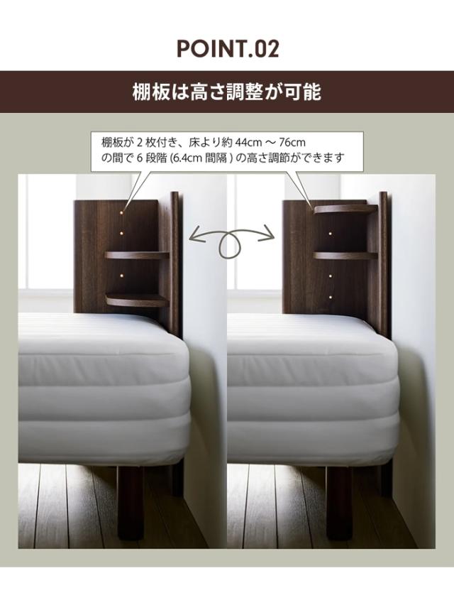 【値下げ】ヘッドボード 後付け コーナータイプ 木製 棚 コード穴付き 隙間収納 スリム コンパクト サイドテーブル 小物置き ナチュラル 宮棚 ベッド収納 収納ラック ベッドサイド インテリア 後付けタイプ おしゃれ 北欧風 ワンルーム 寝室 1人暮らし_3