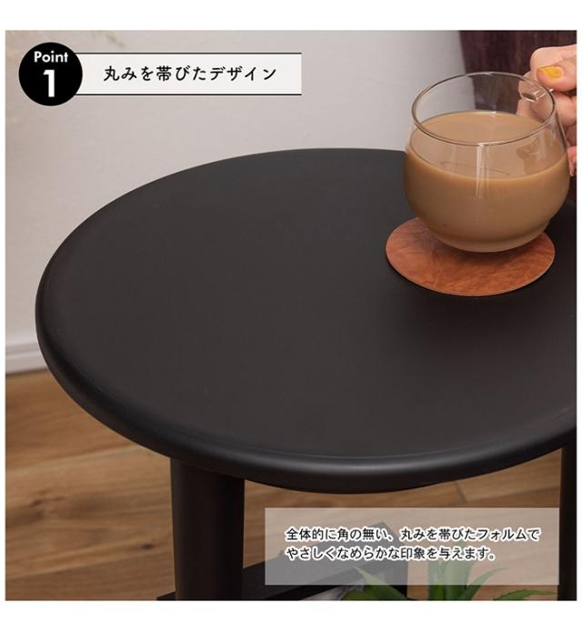 【値下げ】テーブル サイドテーブル 2段 幅36 ナイトテーブル形 丸型 ラタン調 収納棚付き 北欧風 おしゃれ シンプル ナチュラル_3