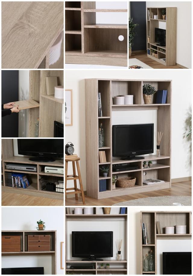 【値下げ】テレビ台 壁面 幅120 ハイタイプ テレビボード TV台 幅120 奥行28.5 高さ150cm 32型まで対応 壁面収納 収納 収納付き_10