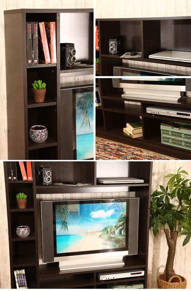 【値下げ】テレビ台 壁面 幅120 ハイタイプ テレビボード TV台 幅120 奥行28.5 高さ150cm 32型まで対応 壁面収納 収納 収納付き_3