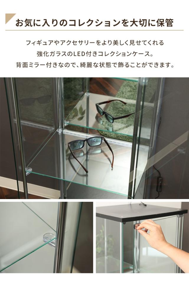 【値下げ】コレクションケース 4段 ガラス LEDライト 背面ミラー 幅42.5 奥行36.5 高さ162 ディスプレイ 扉付き 推し活棚_2