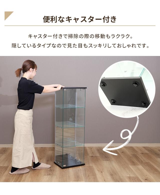 【値下げ】コレクションケース 4段 ガラス 扉付き 背面ミラー付き 幅39 奥行30 高さ120 ディスプレイ 推し活棚 収納家具 シンプル_4